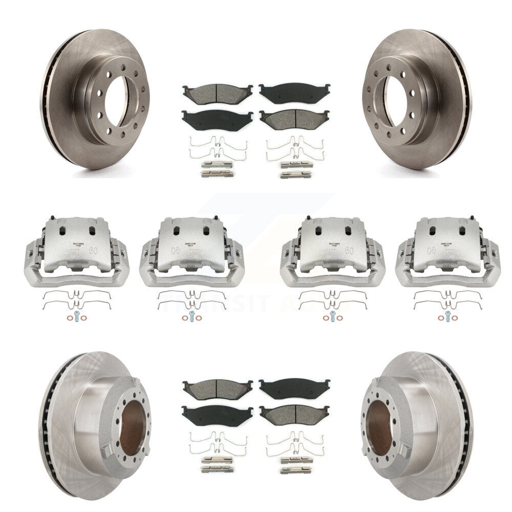 Brake Caliper Rotor Semi-Metallic Pad Front Rear Kit (10Pc) For Ford F-450 Super