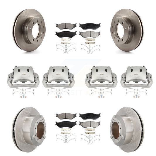 Brake Caliper Rotor Semi-Metallic Pad Front Rear Kit (10Pc) For Ford F-450 Super