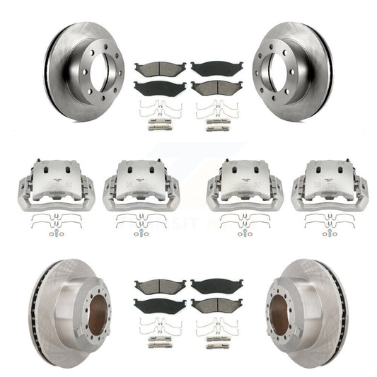Brake Caliper Rotor & Semi-Metallic Pad Front Rear Kit For Ford F-450 Super Duty