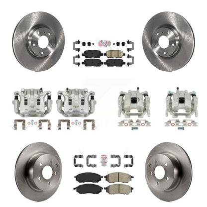 Brake Caliper Rotor Semi-Metallic Ceramic Pad Front Rear Kit (10Pc) For INFINITI