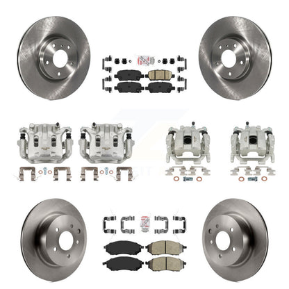 Brake Caliper Rotor & Semi-Metallic Ceramic Pad Front Rear Kit For INFINITI EX35