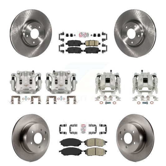 Brake Caliper Rotor & Semi-Metallic Ceramic Pad Front Rear Kit For INFINITI EX35