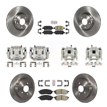 Brake Caliper Rotor & Semi-Metallic Ceramic Pad Front Rear Kit (10Pc) For Nissan