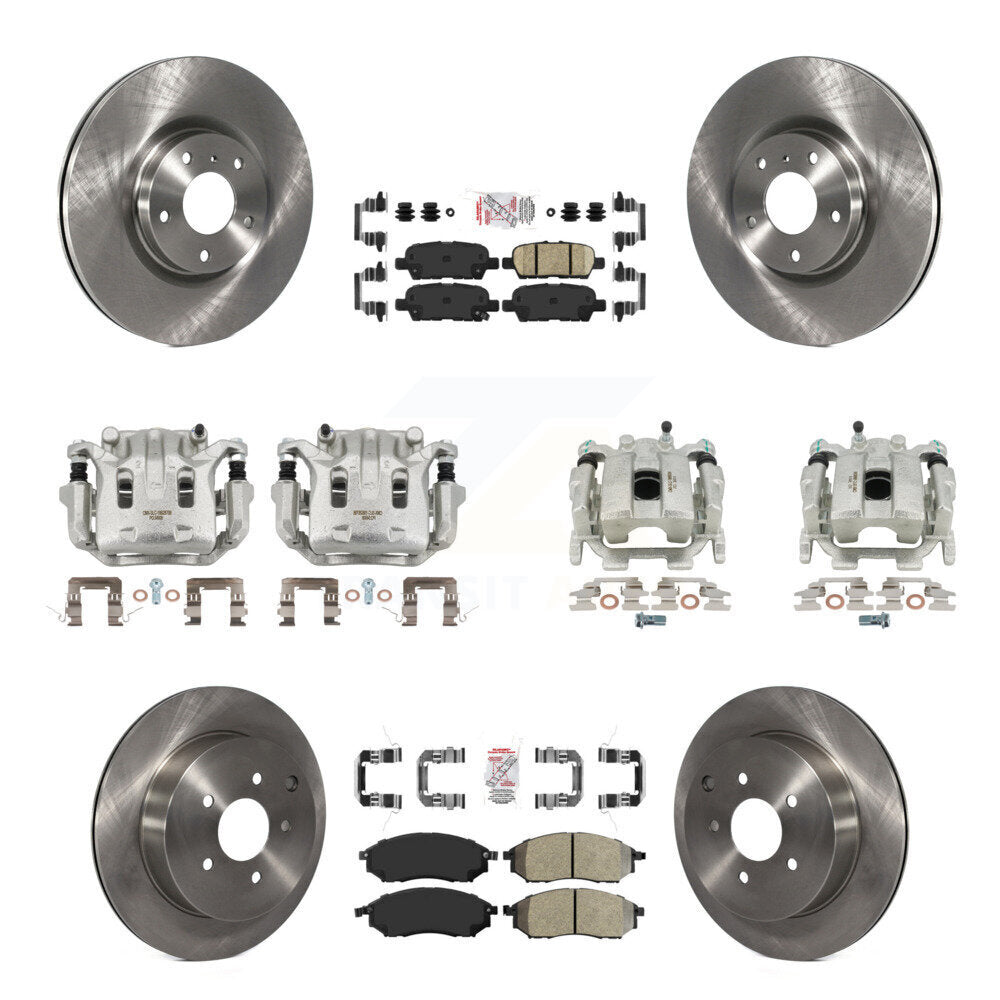 Brake Caliper Rotor & Semi-Metallic Ceramic Pad Front Rear Kit (10Pc) For Nissan