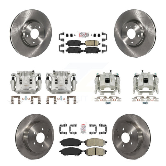 Brake Caliper Rotor & Semi-Metallic Ceramic Pad Front Rear Kit (10Pc) For Nissan