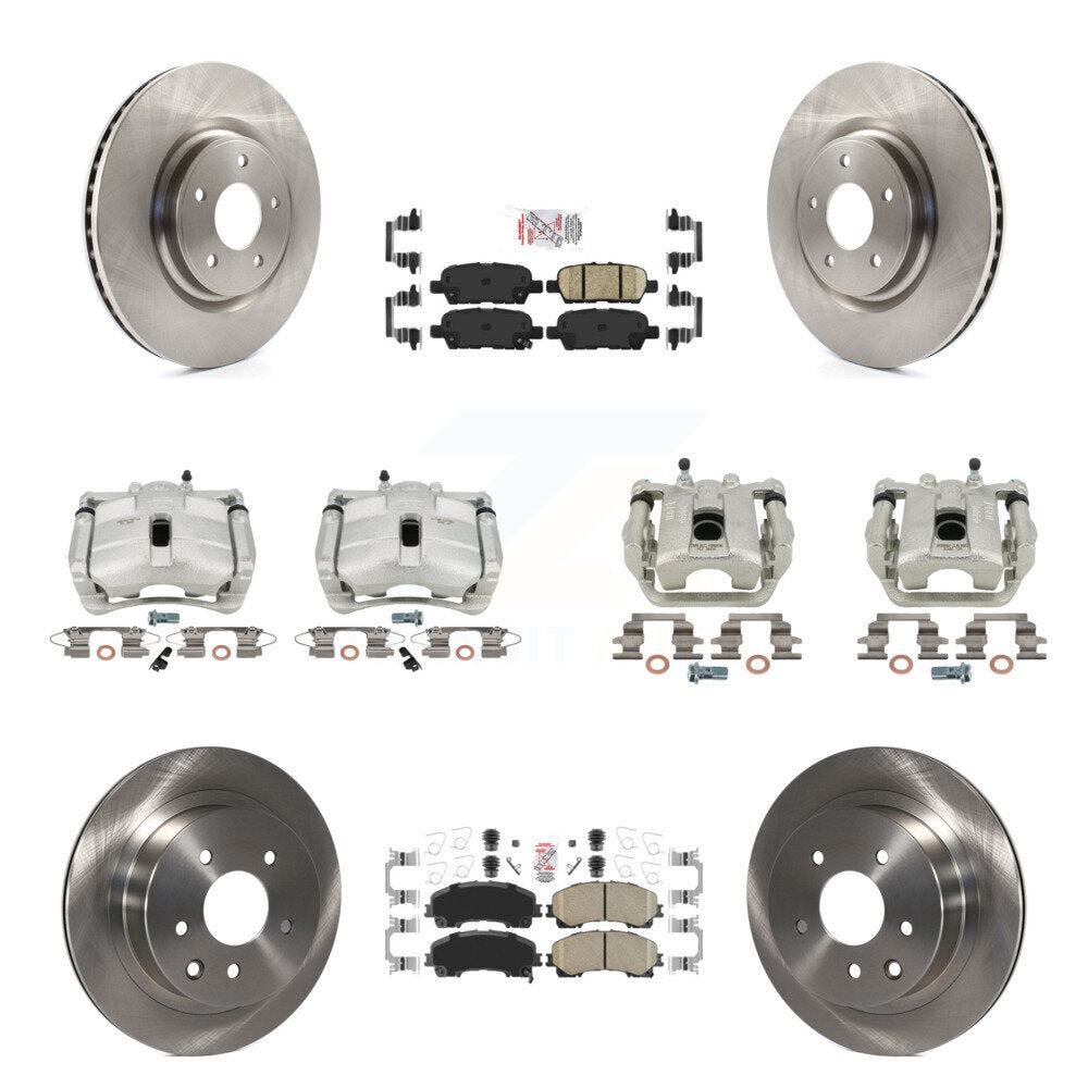Brake Caliper Rotors Ceramic Pad Front Rear Kit (10Pc) For 14-15 Nissan Rogue SL
