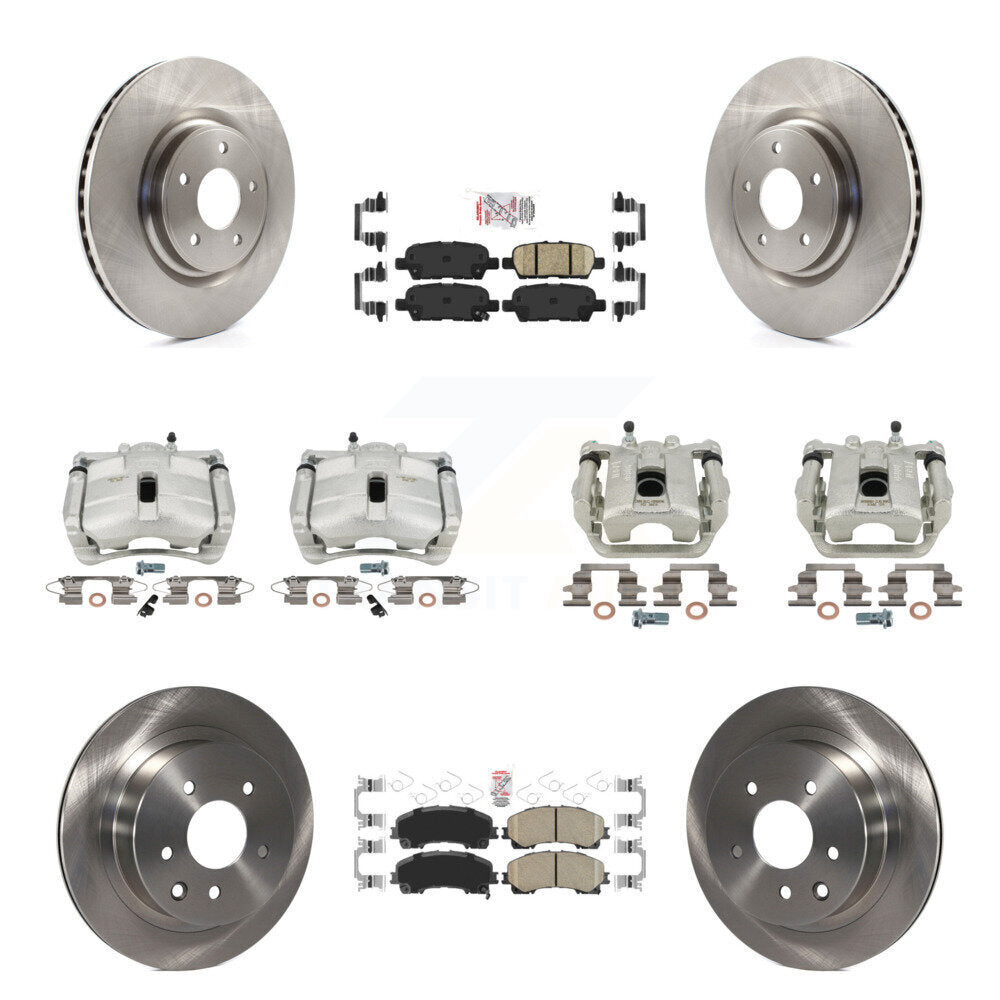 Brake Caliper Rotors Ceramic Pad Front Rear Kit (10Pc) For 14-15 Nissan Rogue SL