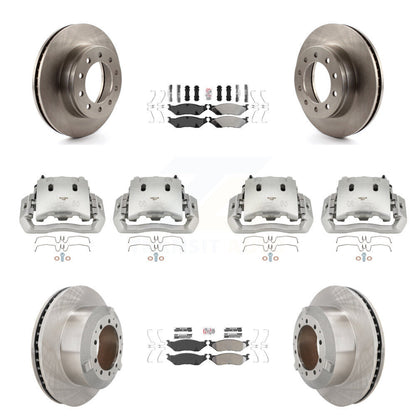 Brake Caliper Rotor Semi-Metallic Pad Front Rear Kit (10Pc) For Ford F-450 Super