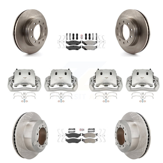 Brake Caliper Rotor Semi-Metallic Pad Front Rear Kit (10Pc) For Ford F-450 Super