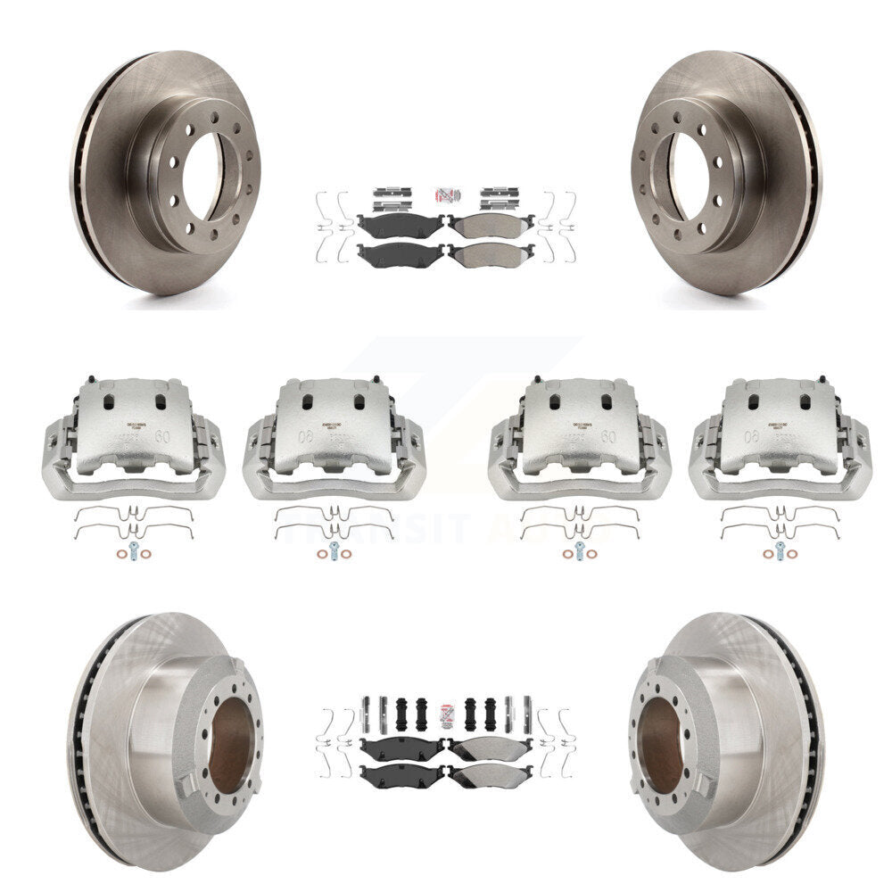 Brake Caliper Rotor Semi-Metallic Pad Front Rear Kit (10Pc) For Ford F-450 Super