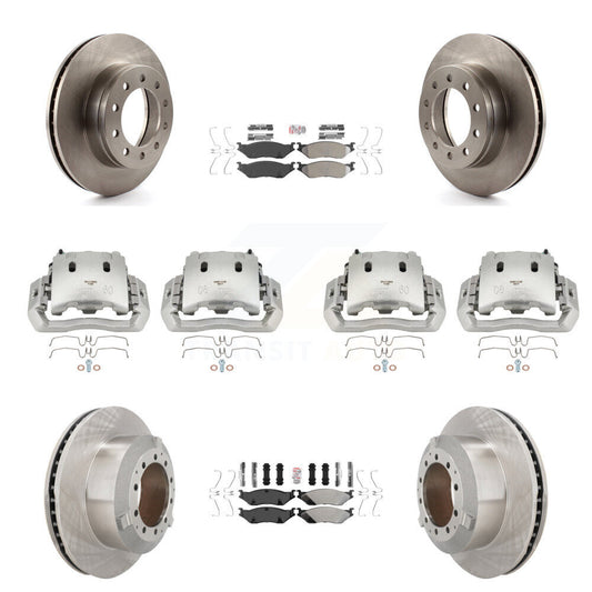 Brake Caliper Rotor Semi-Metallic Pad Front Rear Kit (10Pc) For Ford F-450 Super
