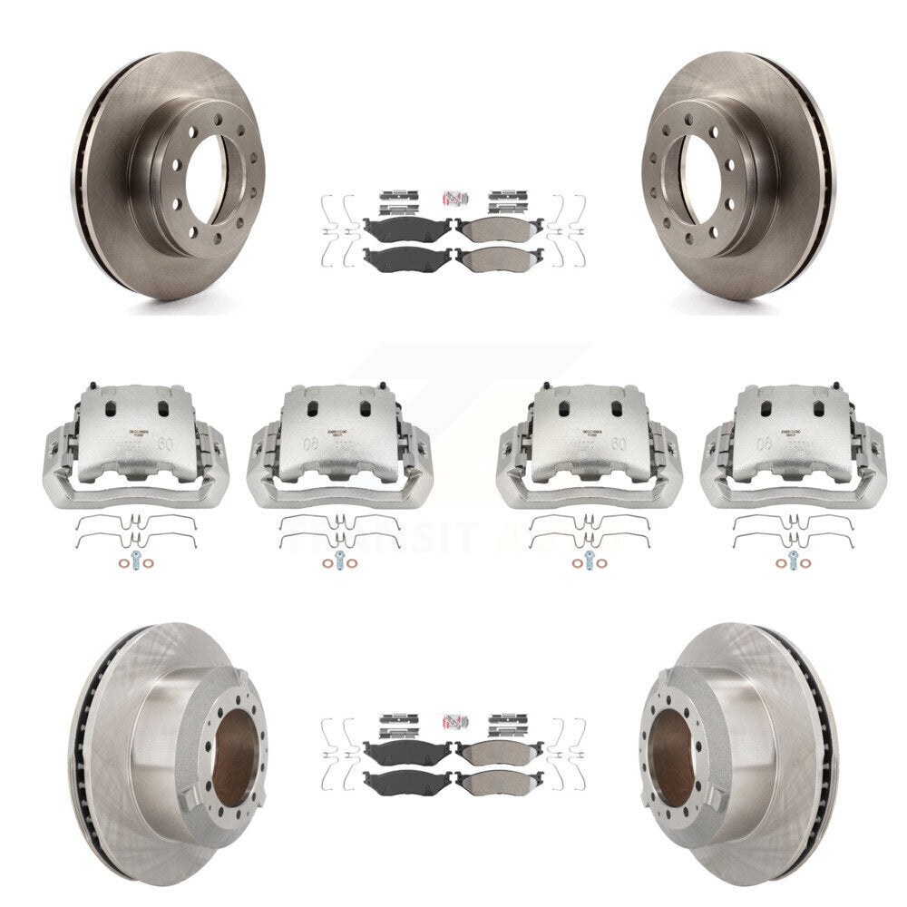 Brake Caliper Rotor Semi-Metallic Pad Front Rear Kit (10Pc) For Ford F-450 Super