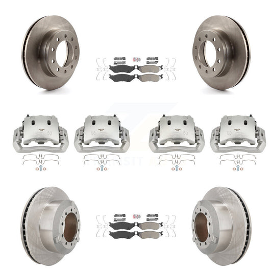 Brake Caliper Rotor Semi-Metallic Pad Front Rear Kit (10Pc) For Ford F-450 Super