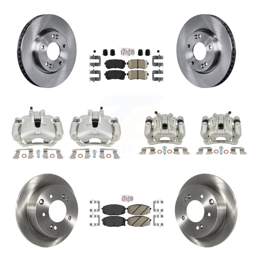 Brake Caliper Rotors Ceramic Pad Front Rear Kit (10Pc) For Kia Forte Koup Forte5