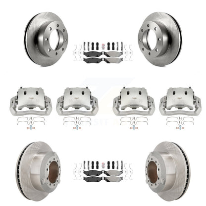 Brake Caliper Rotor & Semi-Metallic Pad Front Rear Kit For Ford F-450 Super Duty