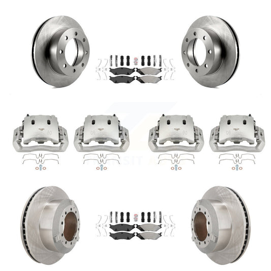 Brake Caliper Rotor & Semi-Metallic Pad Front Rear Kit For Ford F-450 Super Duty