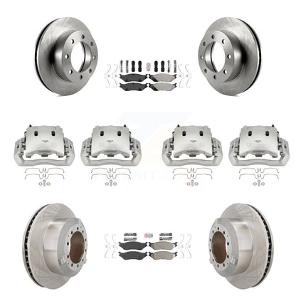 Brake Caliper Rotor & Semi-Metallic Pad Front Rear Kit For Ford F-450 Super Duty