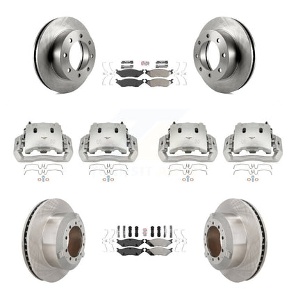 Brake Caliper Rotor & Semi-Metallic Pad Front Rear Kit For Ford F-450 Super Duty