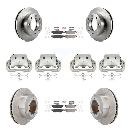Brake Caliper Rotor & Semi-Metallic Pad Front Rear Kit For Ford F-450 Super Duty