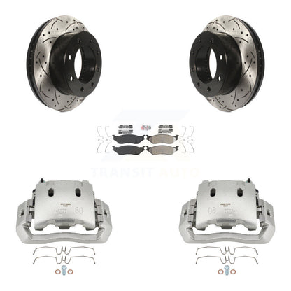 Disc Brake Coated Caliper Drilled Slotted Rotors Semi-Metallic Pad Front Kit For