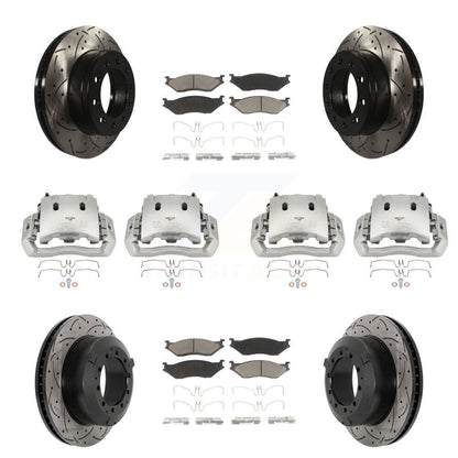 Brake Caliper Drill Slot Rotors Ceramic Pad Front Rear Kit (10Pc) For Ford F-450