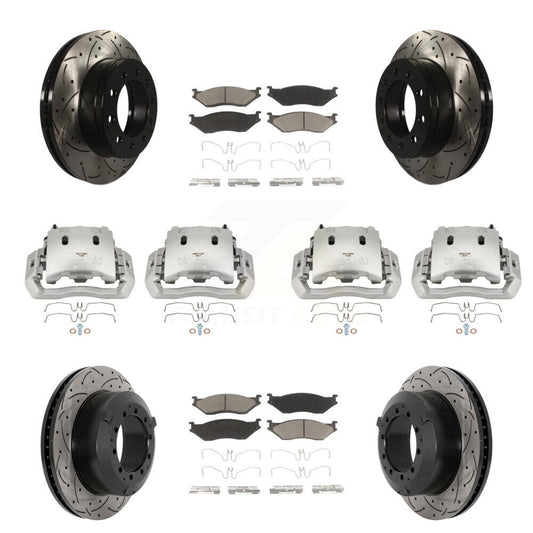 Brake Caliper Drill Slot Rotors Ceramic Pad Front Rear Kit (10Pc) For Ford F-450