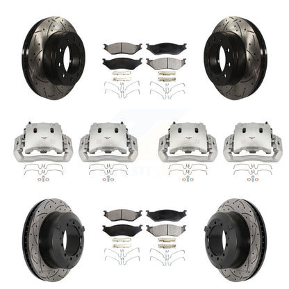 Brake Caliper Drill Slot Rotors Ceramic Pad Front Rear Kit (10Pc) For Ford F-450