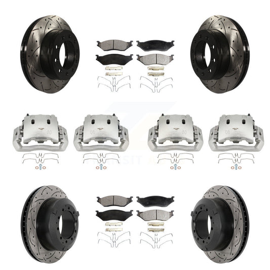 Brake Caliper Drill Slot Rotors Ceramic Pad Front Rear Kit (10Pc) For Ford F-450