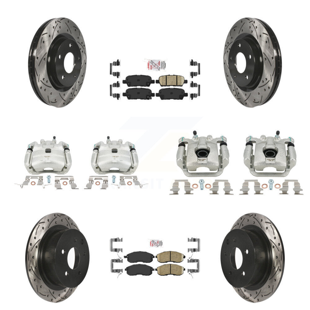 Brake Caliper Drill Slot Rotor Ceramic Pad Front Rear Kit (10Pc) For Nissan Juke