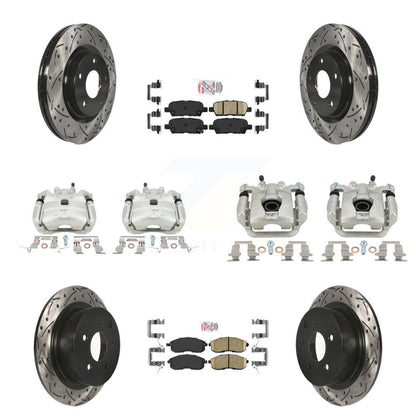 Brake Caliper Drill Slot Rotor Ceramic Pad Front Rear Kit (10Pc) For Nissan Juke