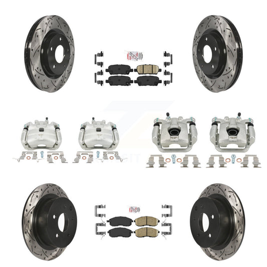Brake Caliper Drill Slot Rotor Ceramic Pad Front Rear Kit (10Pc) For Nissan Juke