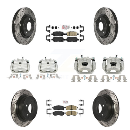 Brake Caliper Drill Slot Rotor Ceramic Pad Front Rear Kit (10Pc) For Nissan Juke