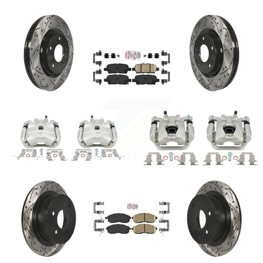 Brake Caliper Drill Slot Rotor Ceramic Pad Front Rear Kit (10Pc) For Nissan Juke