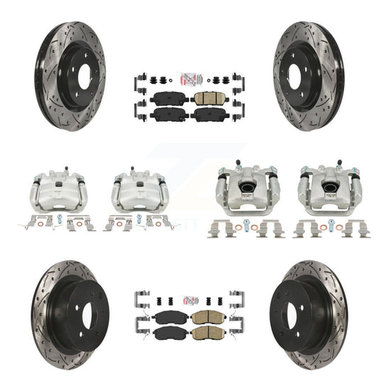 Brake Caliper Drill Slot Rotor Ceramic Pad Front Rear Kit (10Pc) For Nissan Juke