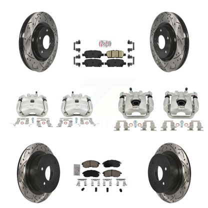 Brake Coat Caliper Drill Slot Rotor Ceramic Pad Front Rear Kit For Nissan Sentra