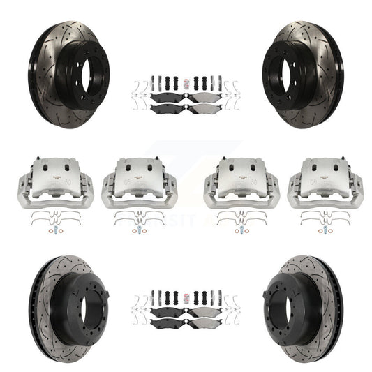 Brake Caliper Drill Slot Rotors Semi-Metallic Pad Front Rear Kit (10Pc) For Ford