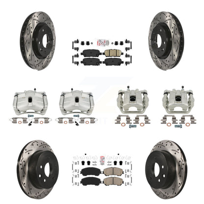 Brake Coat Caliper Drill Slot Rotor Ceramic Pad Front Rear Kit (10Pc) For Nissan
