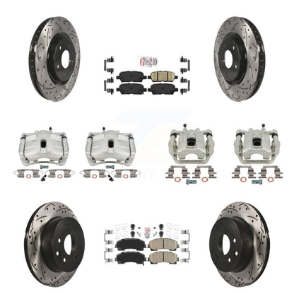 Brake Caliper Drill Slotted Rotor Ceramic Pad Front Rear Kit For Nissan Rogue SL