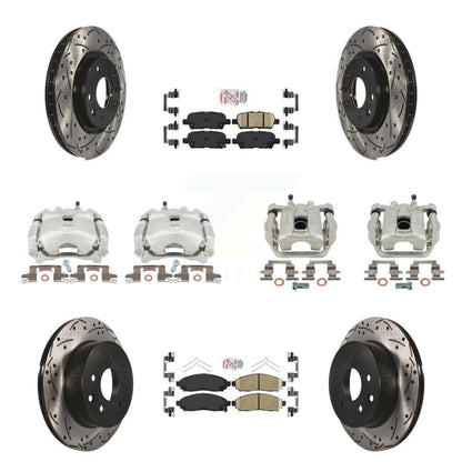 Brake Caliper Drill Slot Rotor Ceramic Pad Front Rear Kit (10Pc) For Nissan LEAF