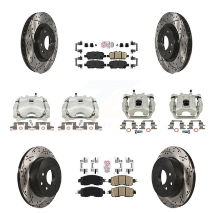 Brake Caliper Drill Slot Rotor Ceramic Pad Front Rear Kit (10Pc) For Nissan LEAF