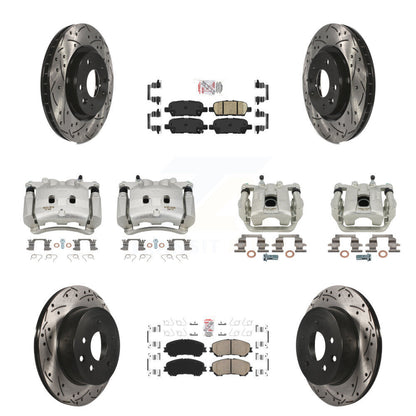 Brake Coat Caliper Drill Slot Rotors Ceramic Pad Front Rear Kit For Nissan Rogue