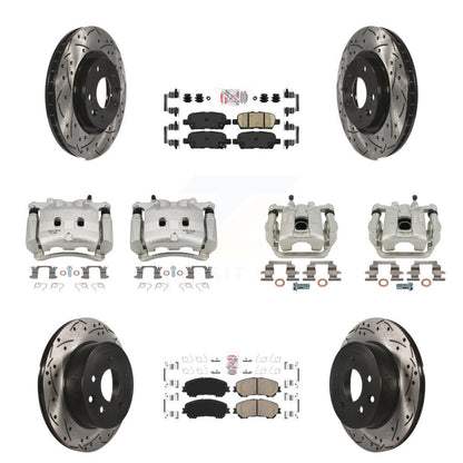 Brake Coat Caliper Drill Slot Rotors Ceramic Pad Front Rear Kit For Nissan Rogue
