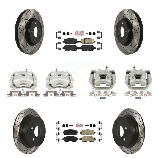 Brake Coat Caliper Drill Slot Rotor Ceramic Pad Front Rear Kit For Nissan Altima