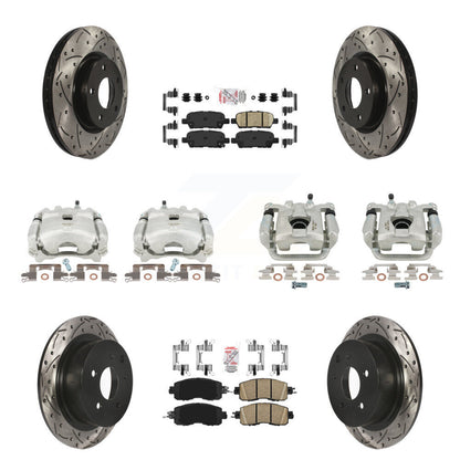 Brake Coat Caliper Drill Slot Rotor Ceramic Pad Front Rear Kit For Nissan Altima