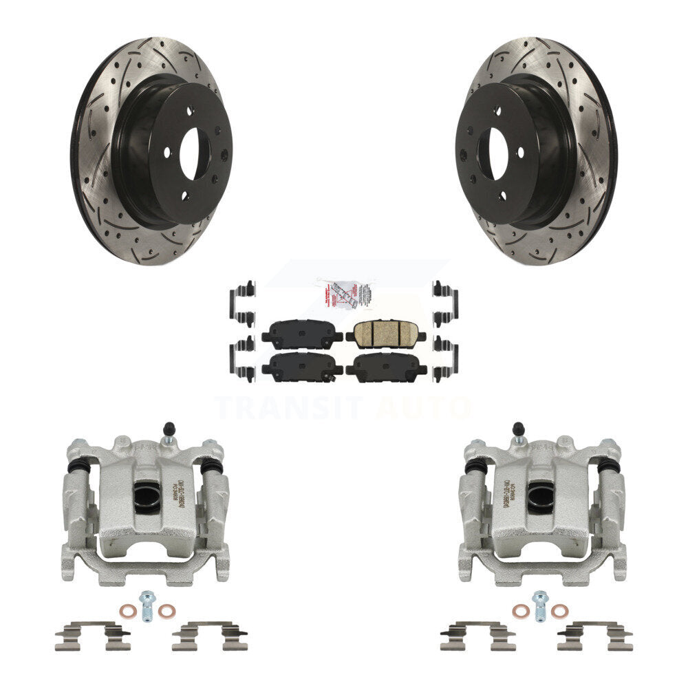 Brake Coated Caliper Drill Slotted Rotors Ceramic Pad Rear Kit For Nissan Maxima