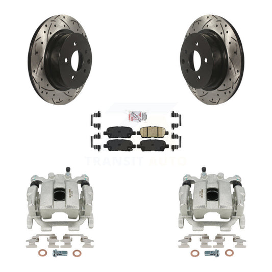 Brake Caliper Drill Slot Rotors Ceramic Pad Rear Kit For 2008-2012 INFINITI EX35