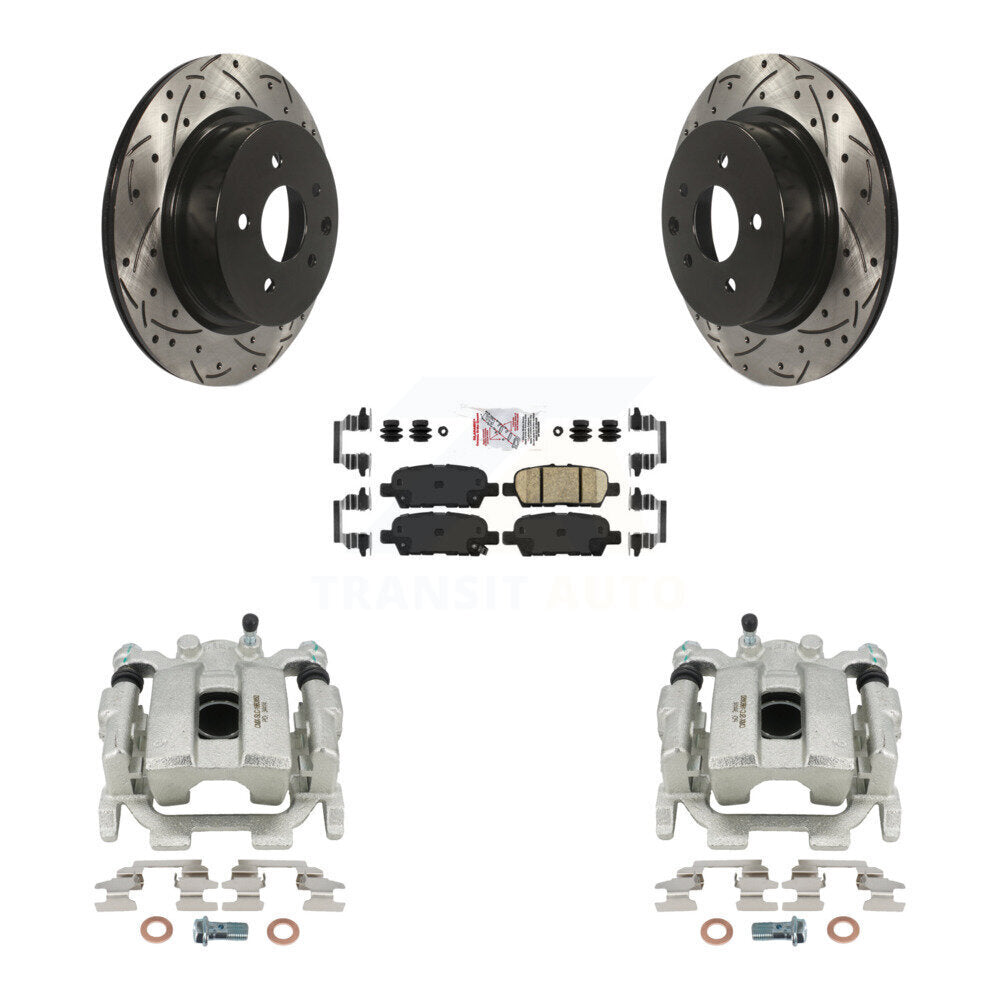 Brake Caliper Drill Slot Rotors Ceramic Pad Rear Kit For 2008-2012 INFINITI EX35