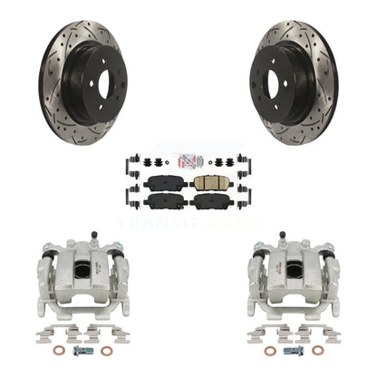 Brake Caliper Drill Slot Rotors Ceramic Pad Rear Kit For 2008-2012 INFINITI EX35