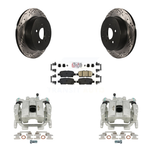 Brake Caliper Drill Slot Rotor Ceramic Pad Rear Kit For Nissan Murano Pathfinder