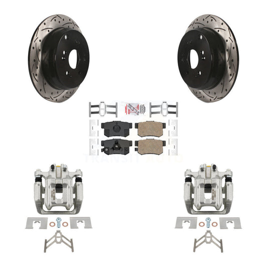 Brake Caliper Drill Slotted Rotors Ceramic Pad Rear Kit For Honda CR-V Acura RDX